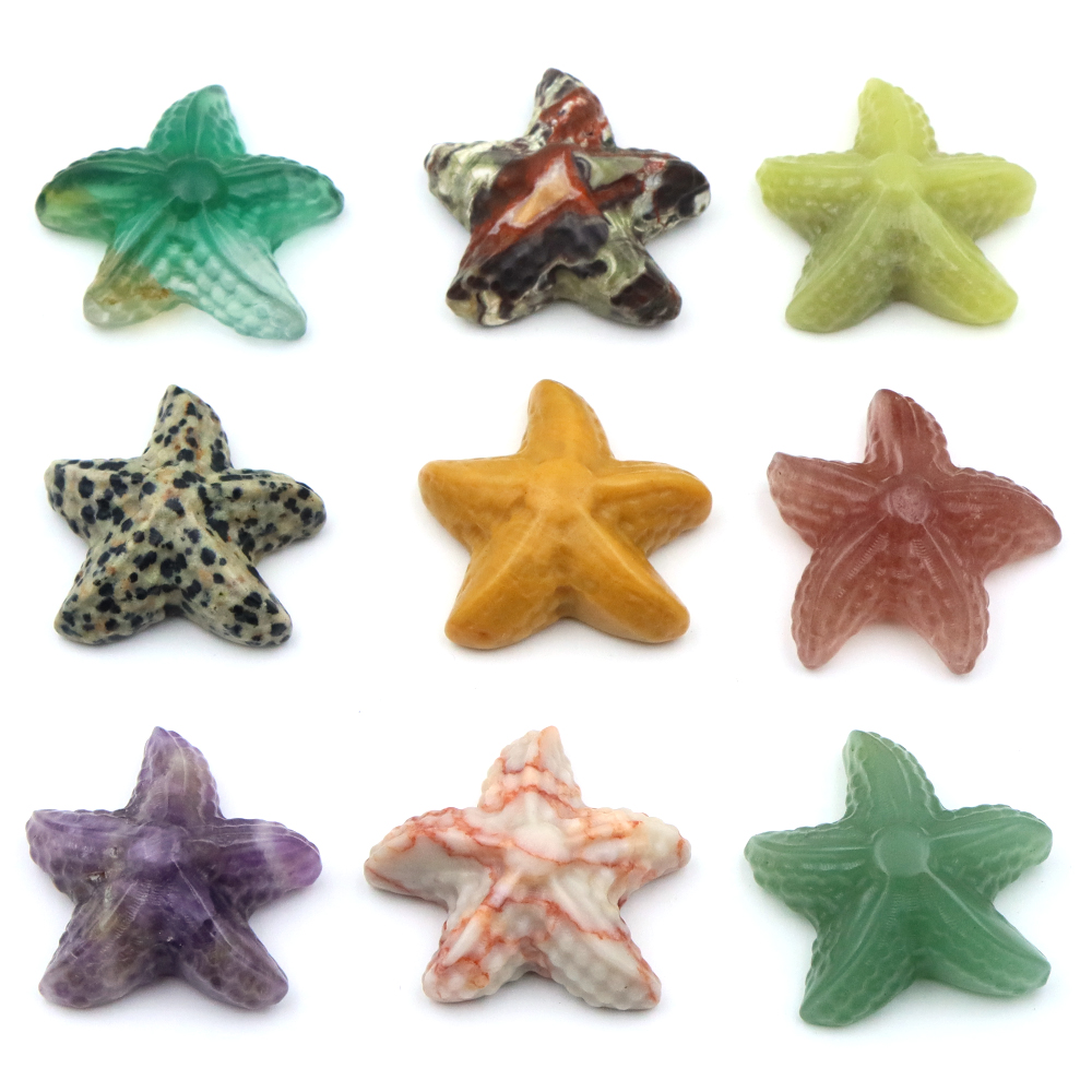 Aquarium Decor - รูปปั้นปลาดาวขนาด 35 มม. รูปทรงสัตว์ทะเล ทำจากหินธรรมชาติ คริสตัลบำบัด