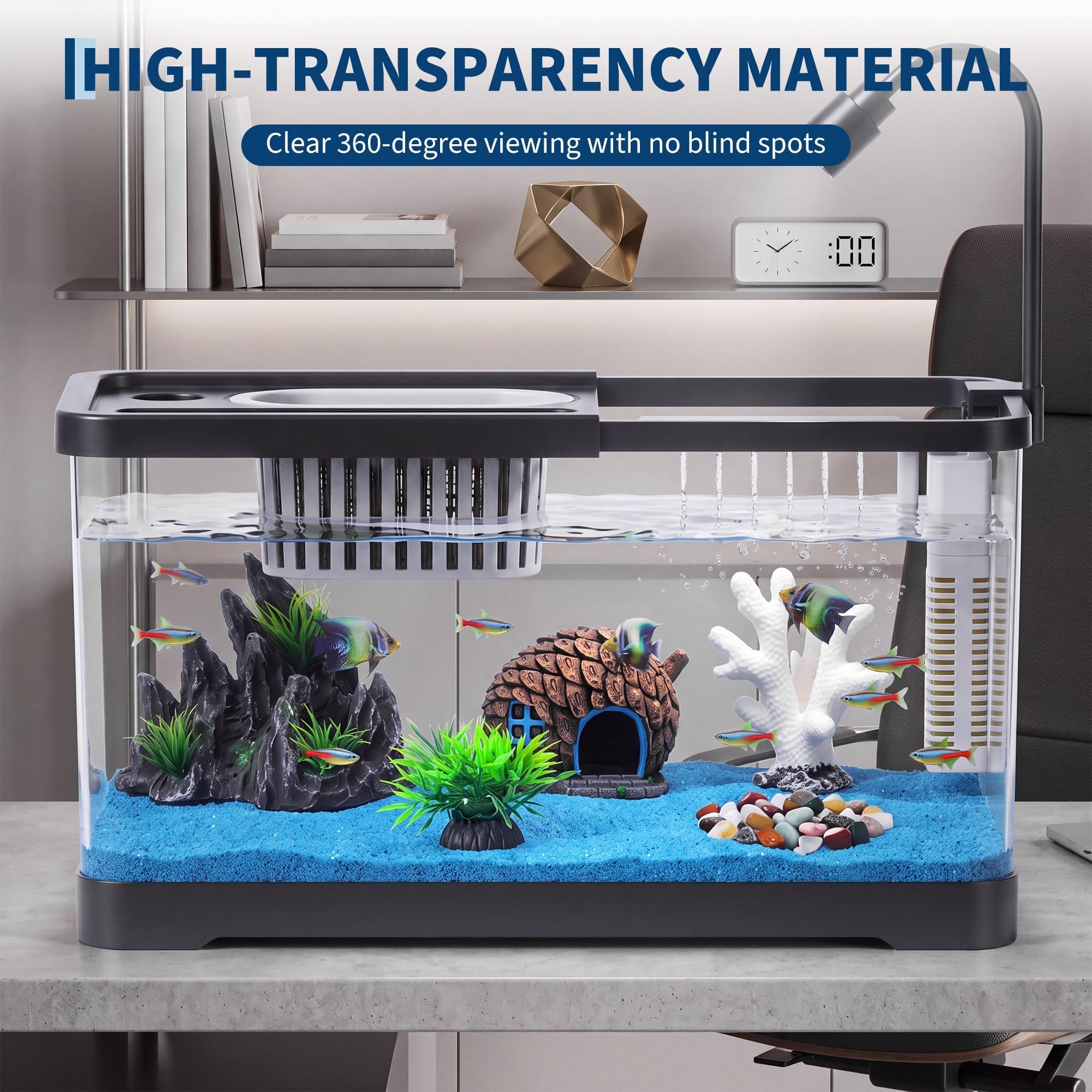 ชุดเริ่มต้นตู้ปลาพร้อมตัวกรองแ - Betta Fish Tank บทวิจารณ์และราคา
